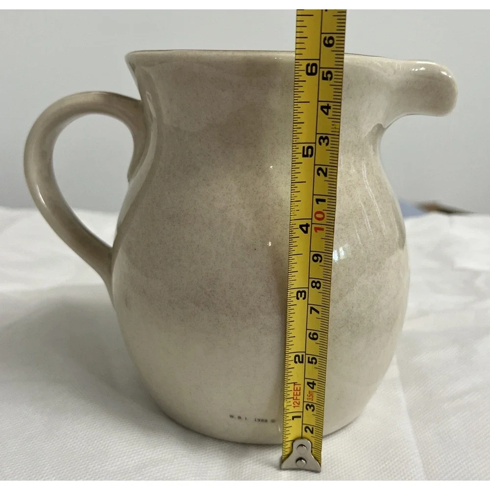 Vtg Goose Pitcher Cottagecore Geese Ducks Country Farmhouse WBI Stoneware